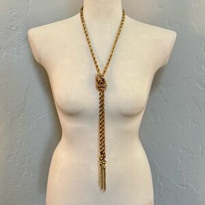 Moschino Italy Gold Tone Braided Metal Lariat Necklace or Belt